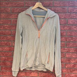 Gray Zip-Up Jacket with Orange Accents